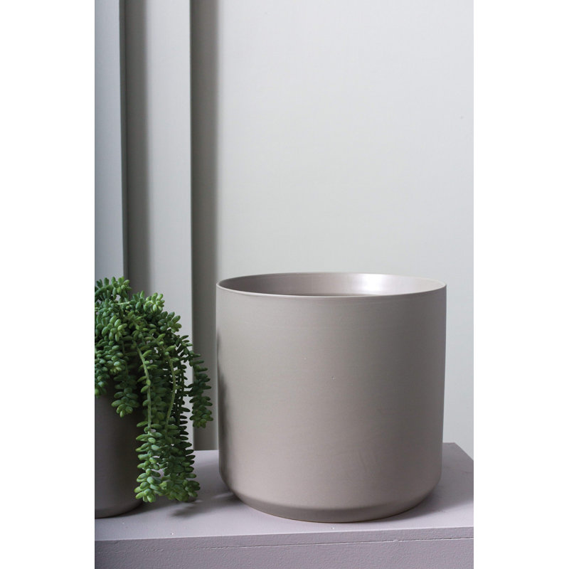 Gray Round Handcrafted Ceramic Indoor Pot Planter