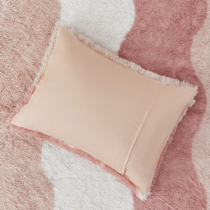 Blush Multi Twin Faux Fur Reversible Comforter Set