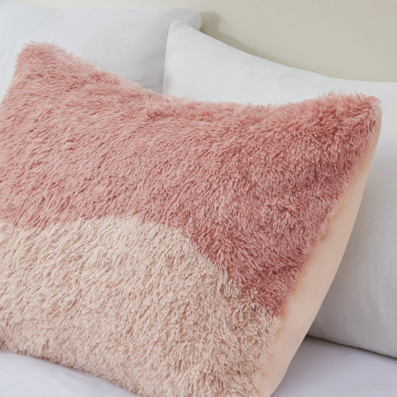 Blush Multi Twin Faux Fur Reversible Comforter Set