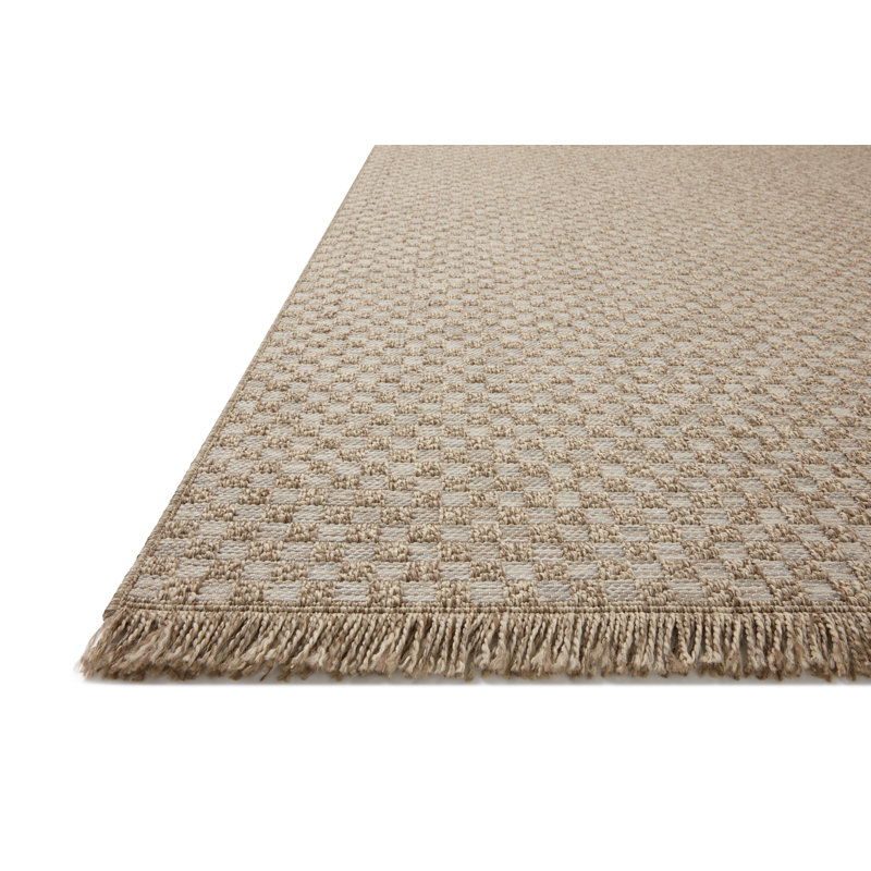 Dawn Checker Pattern Gray Synthetic 4' x 6' Indoor/Outdoor Area Rug