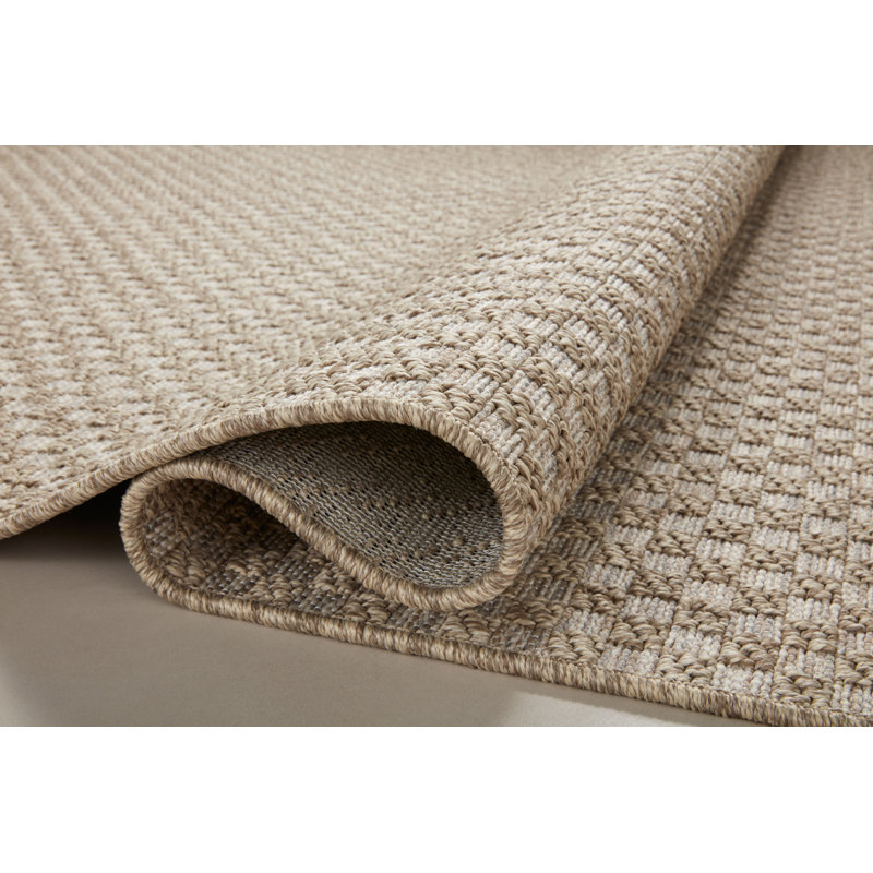 Dawn Checker Pattern Gray Synthetic 4' x 6' Indoor/Outdoor Area Rug