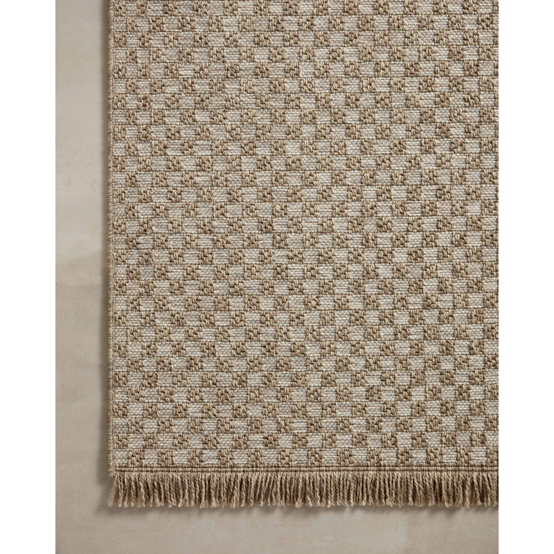 Dawn Checker Pattern Gray Synthetic 4' x 6' Indoor/Outdoor Area Rug