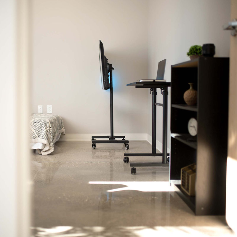 Adjustable Black Mobile TV Cart with Locking Wheels for 13''-50'' Screens