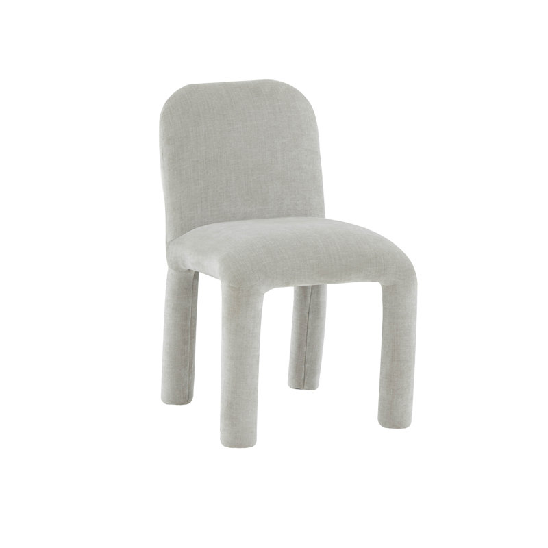 Georgia Light Grey Plush Fabric Armless Dining Chair