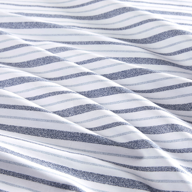 Queen Blue Stripe Cotton Percale Sheet Set