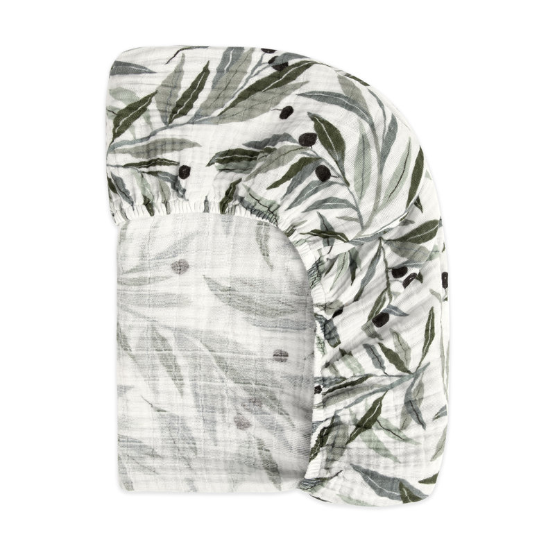 Organic Cotton Olive Branches Muslin Mini Crib Sheet