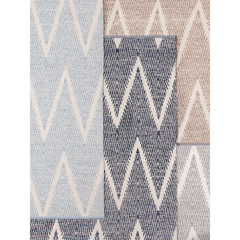 Contemporary Chevron Hand-Woven Cotton Rug, 5' x 8', Gray