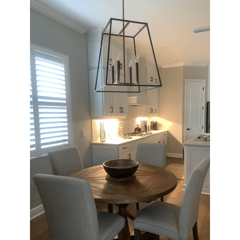 Bronze 4-Light Geometric Pendant with Glass and LED