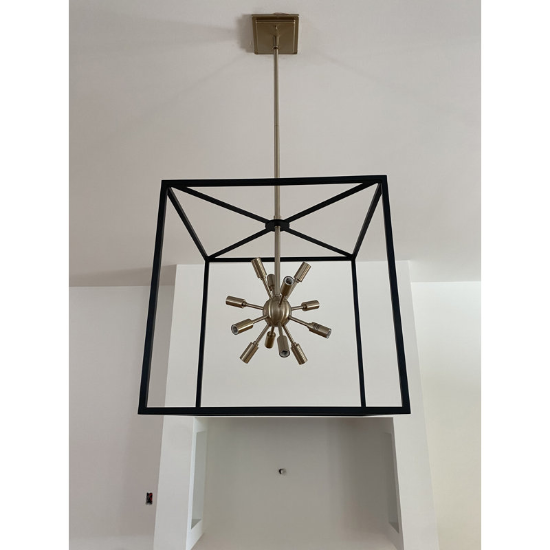 Aros Modern 12-Light Black and Polished Nickel Sputnik Chandelier