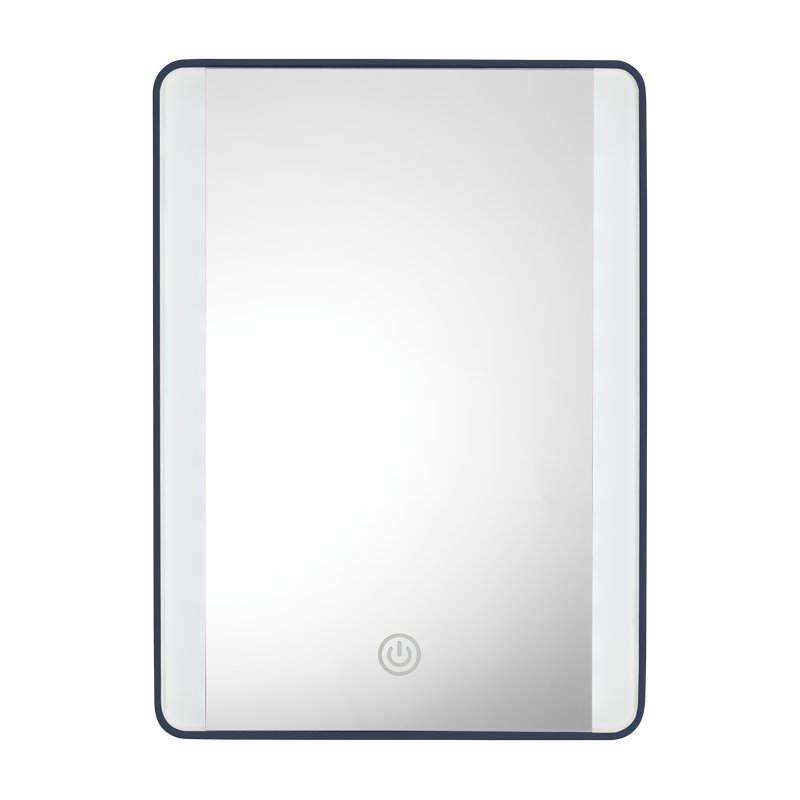 Glossy Navy LED Lighted Freestanding Makeup Mirror