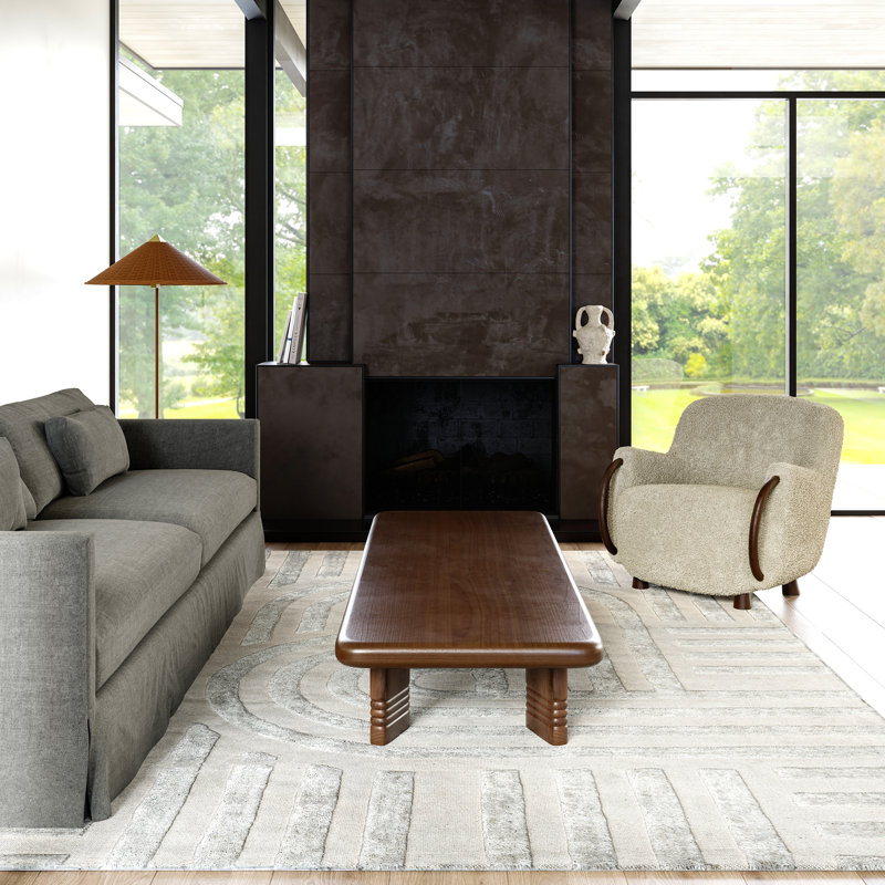 Downtown Ivory Square Tufted Wool-Synthetic Blend Rug