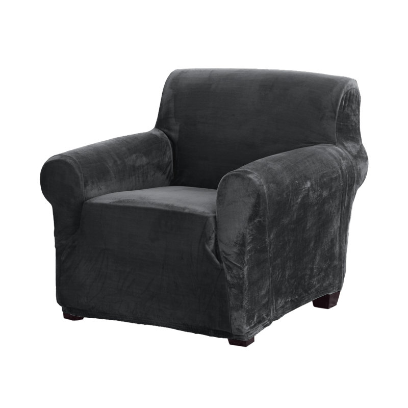 Wild Dove Grey Velvet Plush Stretch Recliner Slipcover