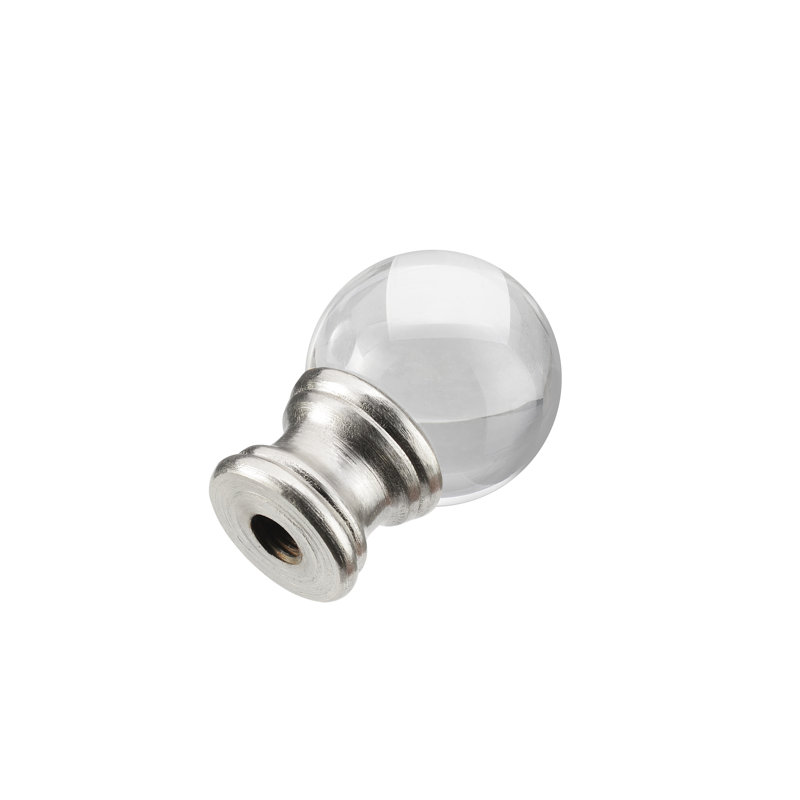 Clear Glass Ball Lamp Finial with Brushed Nickel Base