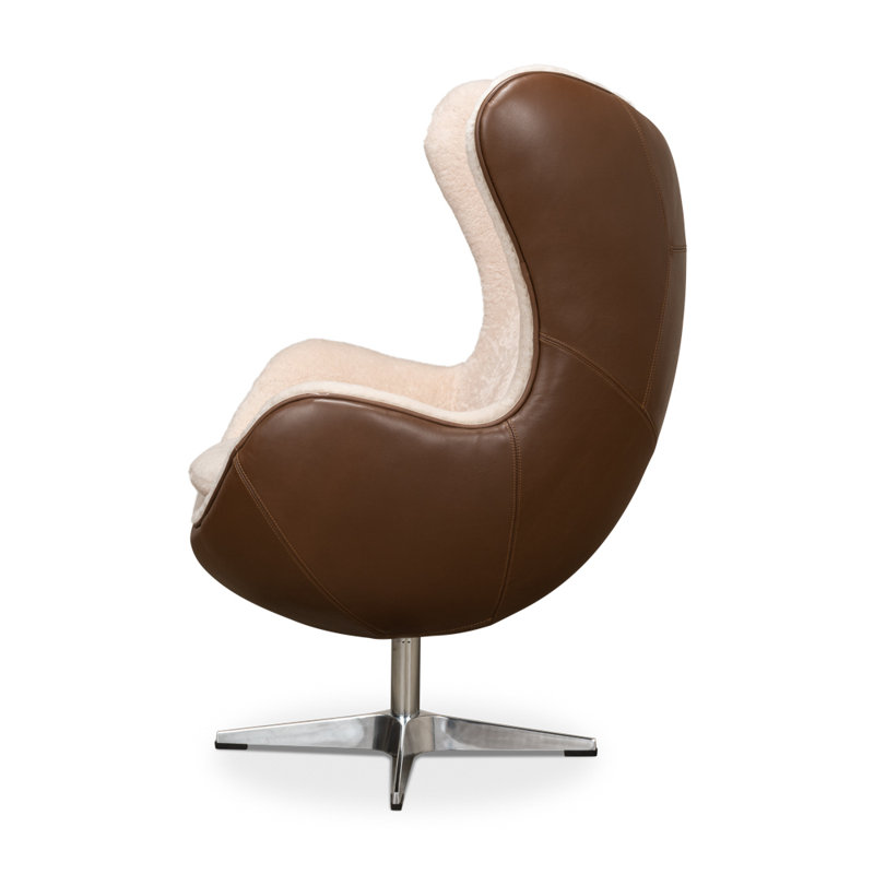 Brown Metal Contemporary Arm Chair with Shearling Upholstery