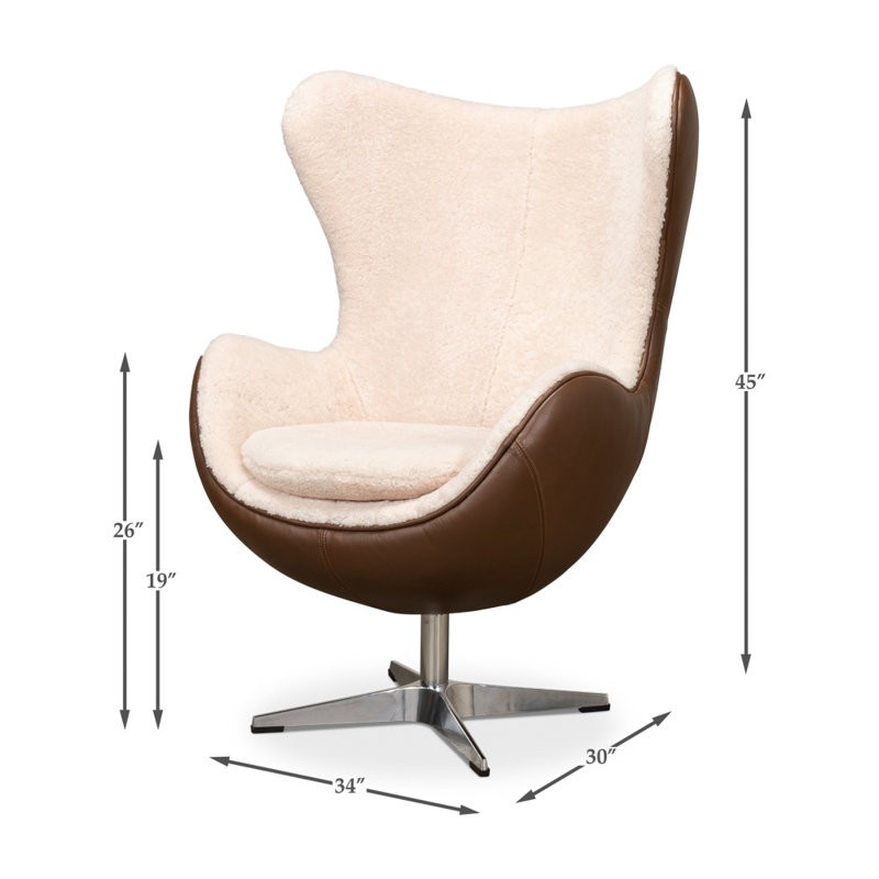 Brown Metal Contemporary Arm Chair with Shearling Upholstery