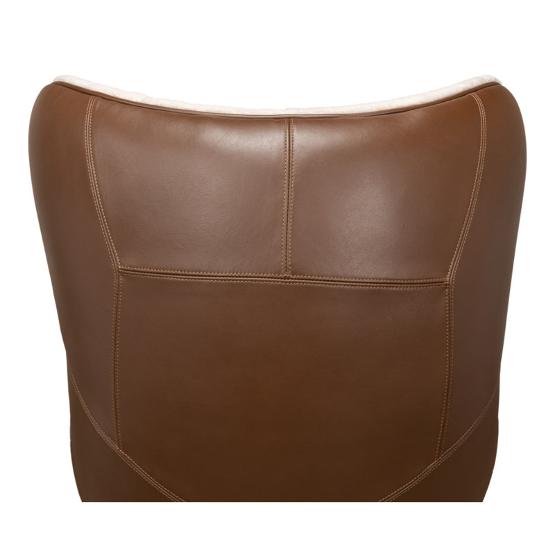 Brown Metal Contemporary Arm Chair with Shearling Upholstery