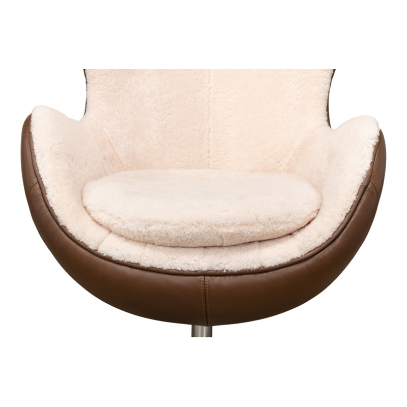 Brown Metal Contemporary Arm Chair with Shearling Upholstery
