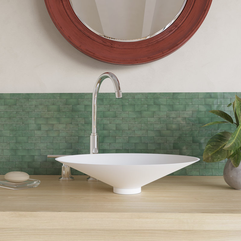 Mahdi Matte White Ceramic Round Vessel Sink, 18.9"