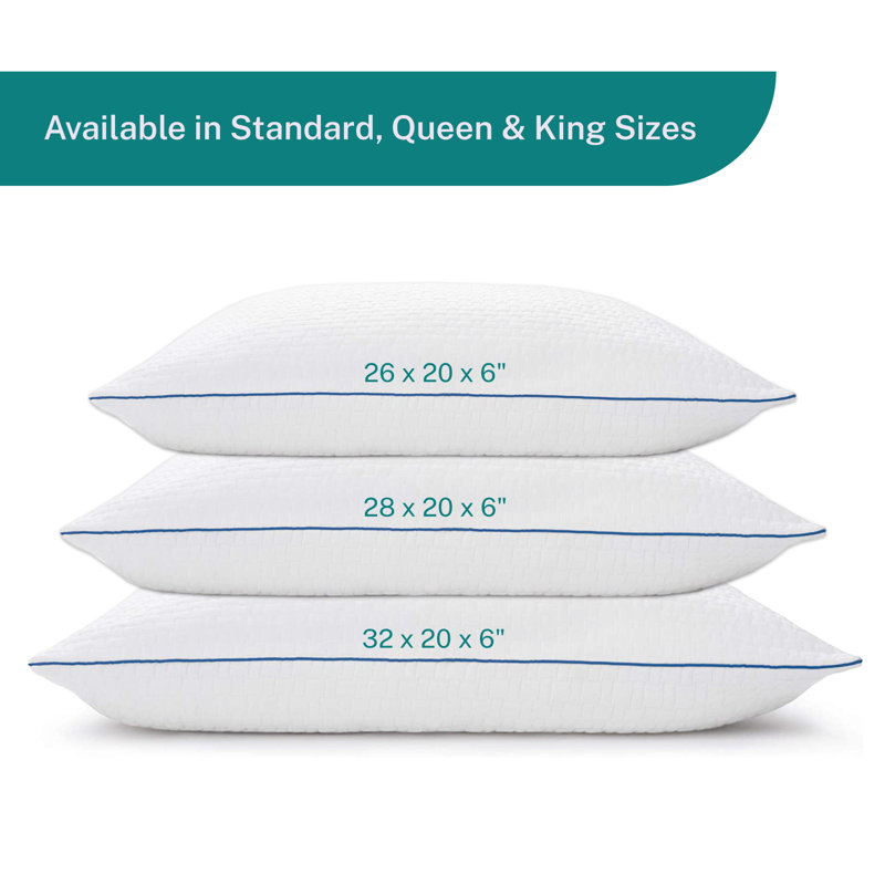 Standard White Gel Memory Foam Pillow Set with Polyester Cover