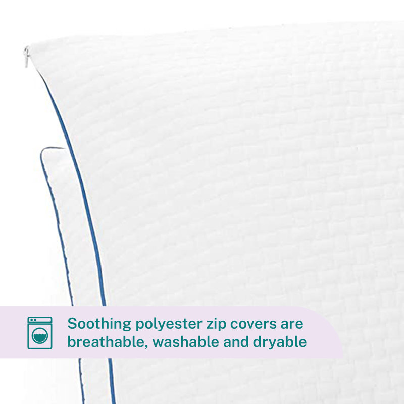 Standard White Gel Memory Foam Pillow Set with Polyester Cover