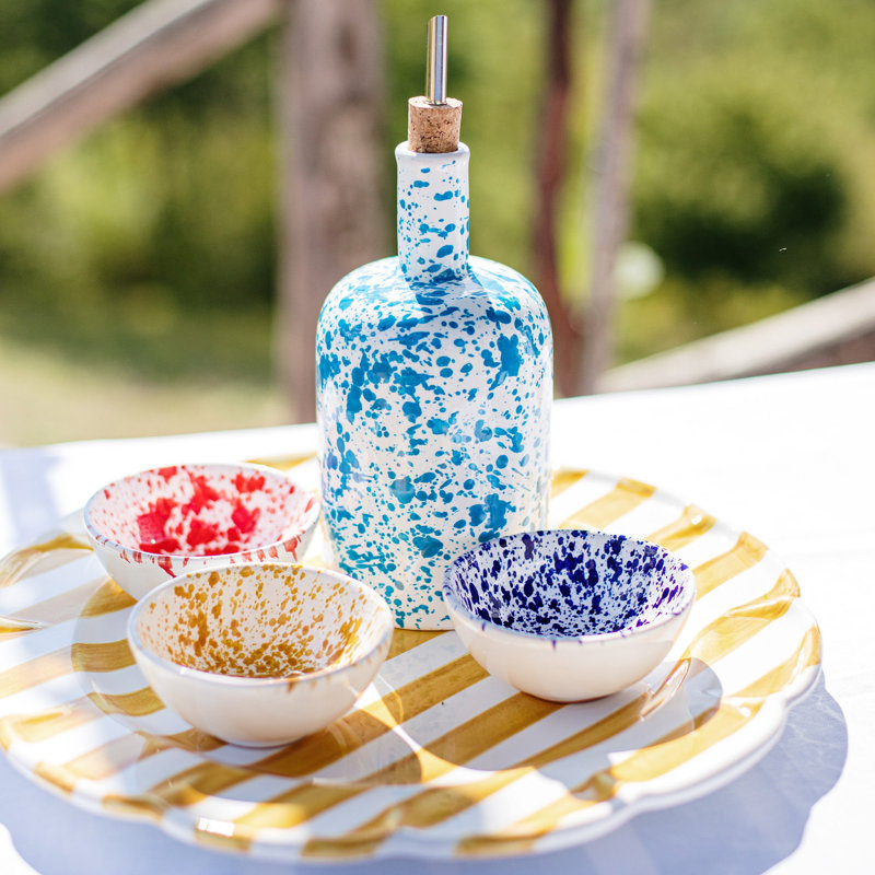 Cobalt and White Hand-Painted Ceramic Dipping Bowl