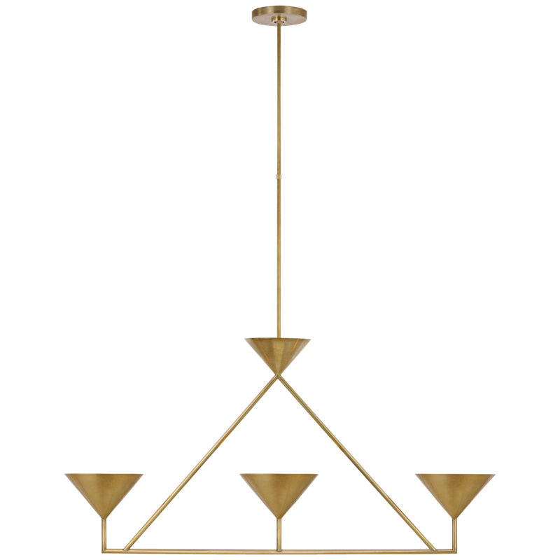Antique Brass Geometric 3-Light Linear Chandelier