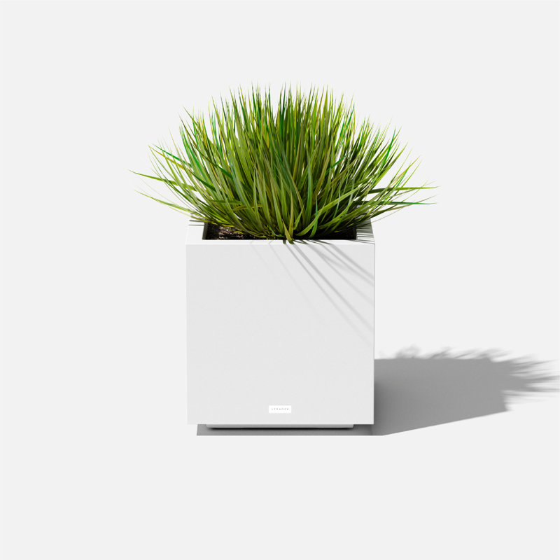 White 18" Square Modern Plastic Planter