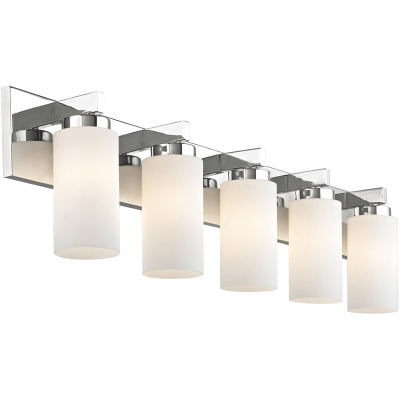 Polished Chrome 6-Light Vanity with Satin Opal Glass