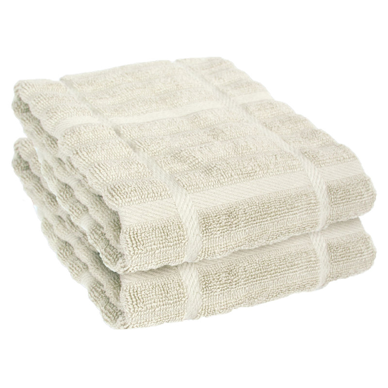 Beige Terry Cotton Kitchen Towel Set, 17"x30"