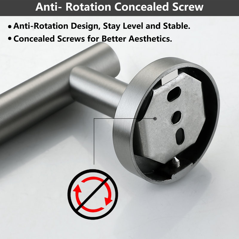 Brushed Nickel 5-Piece Bathroom Hardware Set with Towel Bar and Hooks