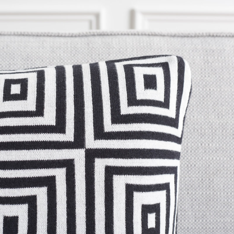 Black and Ivory Geometric Square Cotton Blend Pillow Set