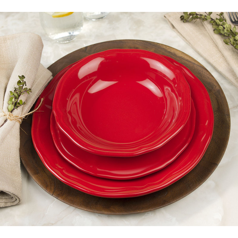 Tuscany Inspired Red Ceramic Dinnerware Set, Service for 4