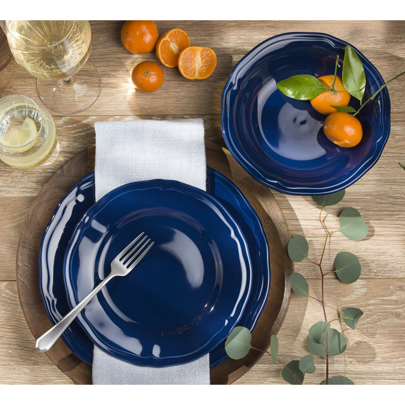 Cobalt Blue Ceramic 16-Piece Dinnerware Set for 4