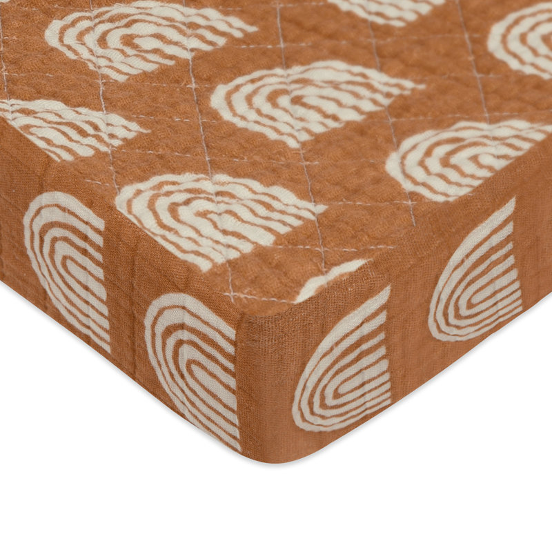 Terracotta Rainbow Quilted Organic Cotton Muslin Changing Pad Cover