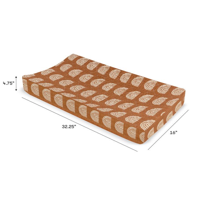 Terracotta Rainbow Quilted Organic Cotton Muslin Changing Pad Cover