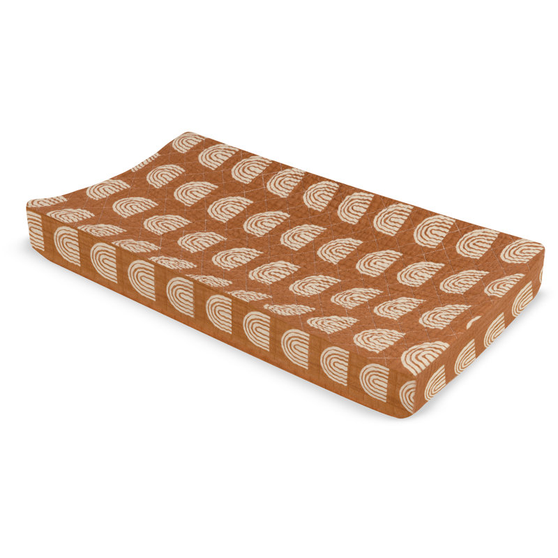 Terracotta Rainbow Quilted Organic Cotton Muslin Changing Pad Cover