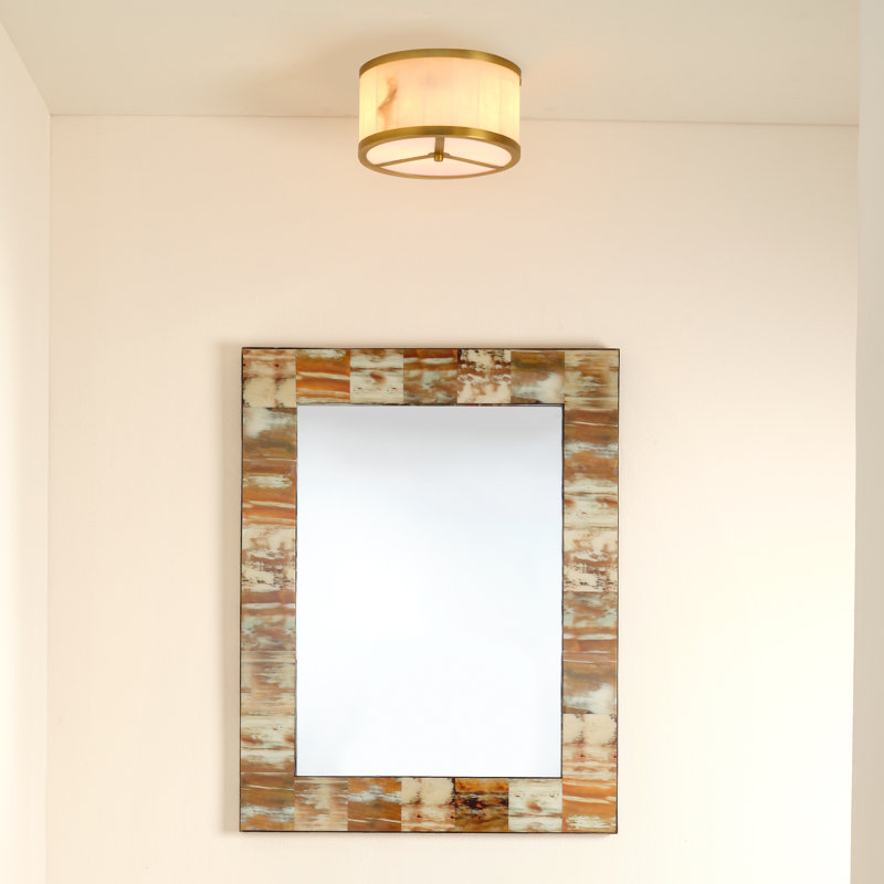 Bohemian Multicolor Wood Tile Accent Mirror