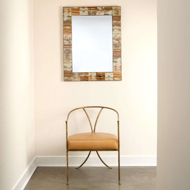 Bohemian Multicolor Wood Tile Accent Mirror