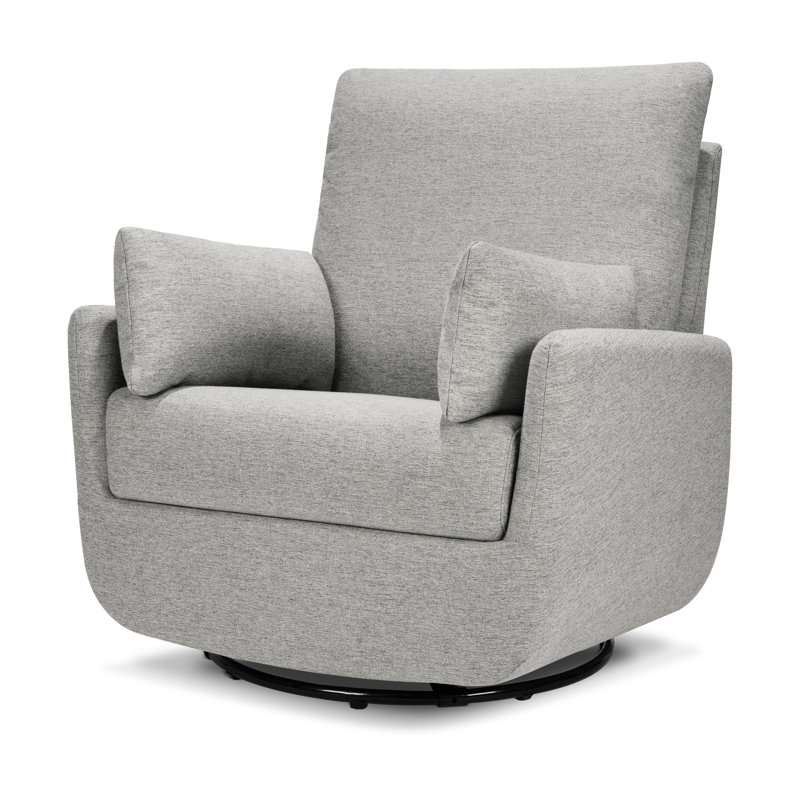 Frost Gray Fully Upholstered Iron Swivel Glider Chair