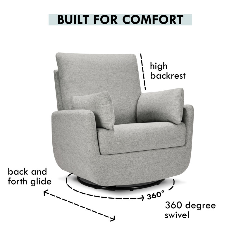 Frost Gray Fully Upholstered Iron Swivel Glider Chair
