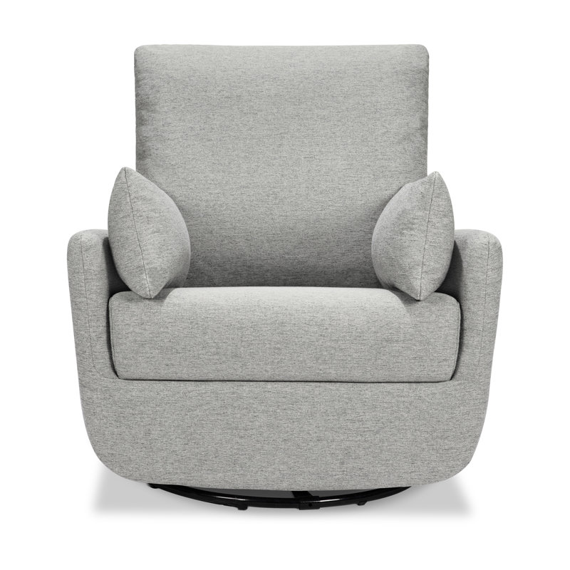 Frost Gray Fully Upholstered Iron Swivel Glider Chair