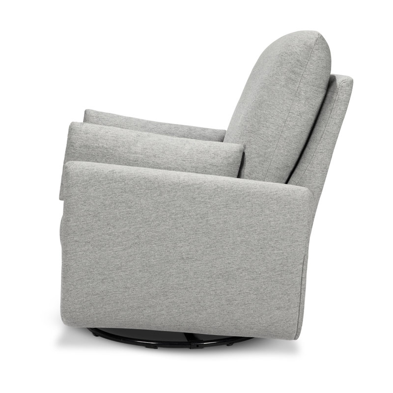 Frost Gray Fully Upholstered Iron Swivel Glider Chair