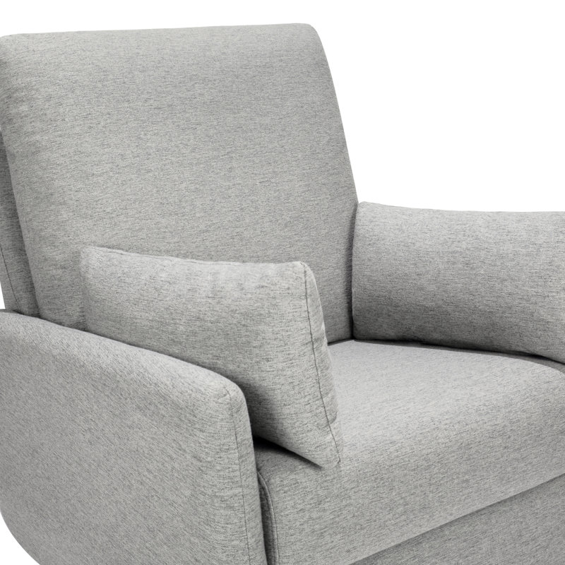 Frost Gray Fully Upholstered Iron Swivel Glider Chair
