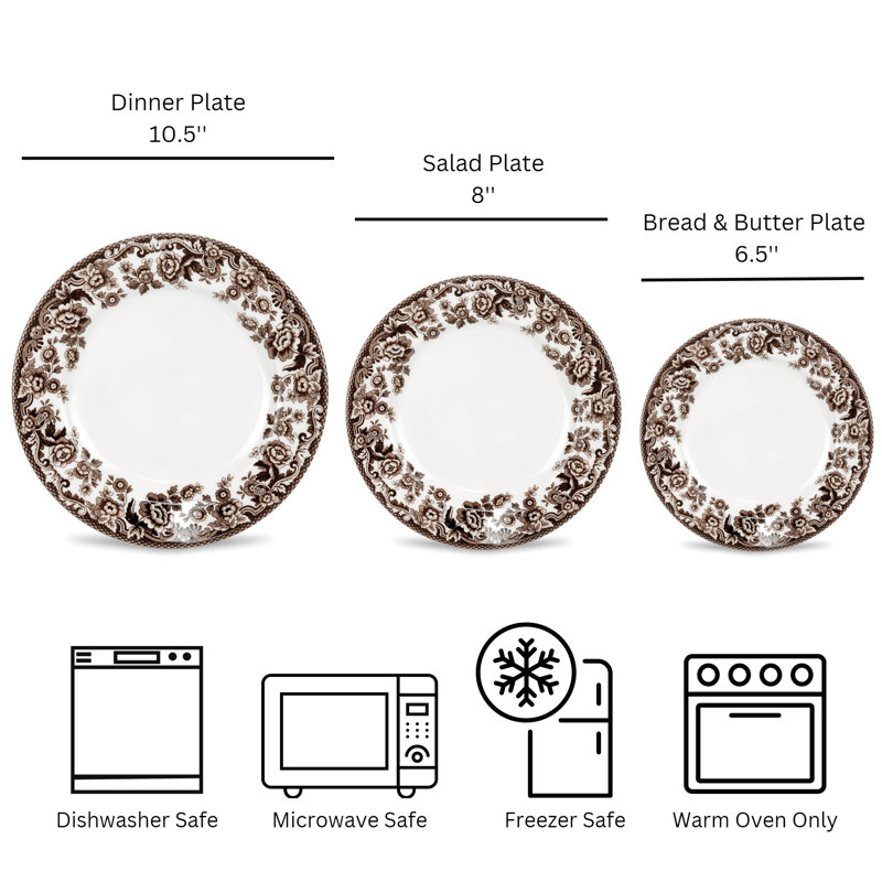 Delamere 6.5 Inch Brown Porcelain Bread and Butter Plates Set