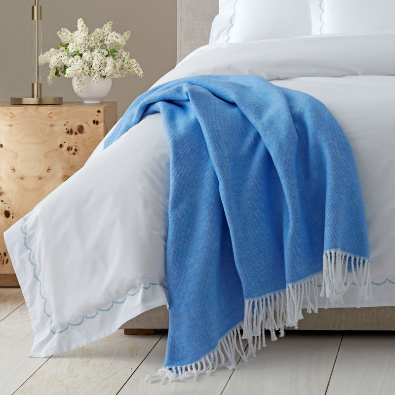 Opal Cotton Weighted Throw with Fringe Trim