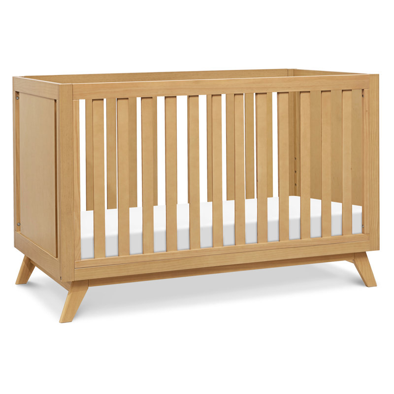 Honey Wood 3-in-1 Convertible Crib with Flared Legs