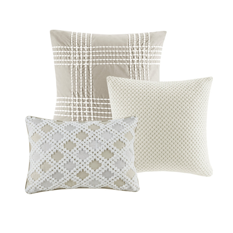 Ivory King Cotton Jacquard Down Alternative Bedspread Set
