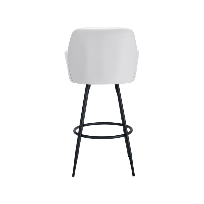 Beige PU Leather Swivel Bar Stools with Iron Legs, Set of 2