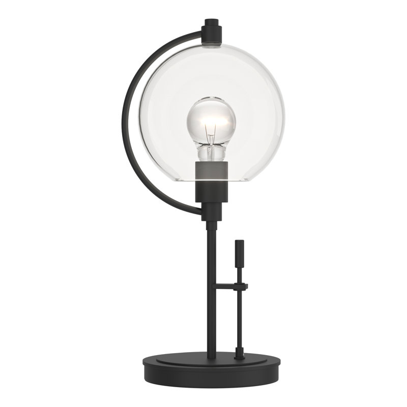 Black and Clear Glass Globe Table Lamp with Dimmer