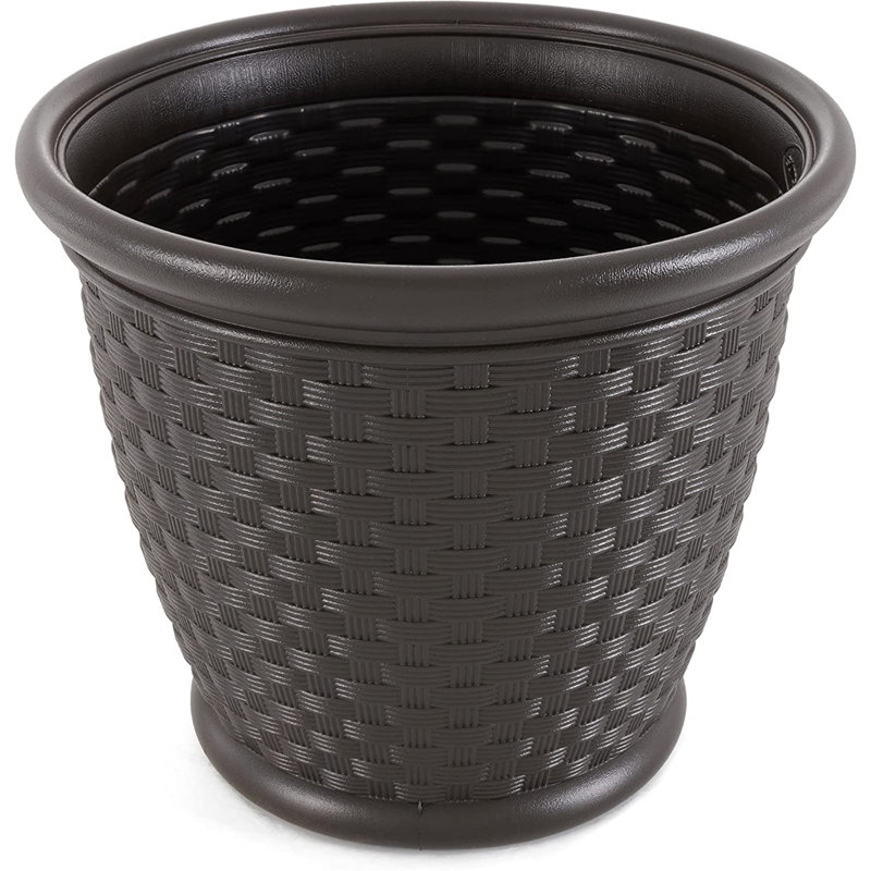 Sonora 18" Brown Resin Wicker Indoor/Outdoor Planter